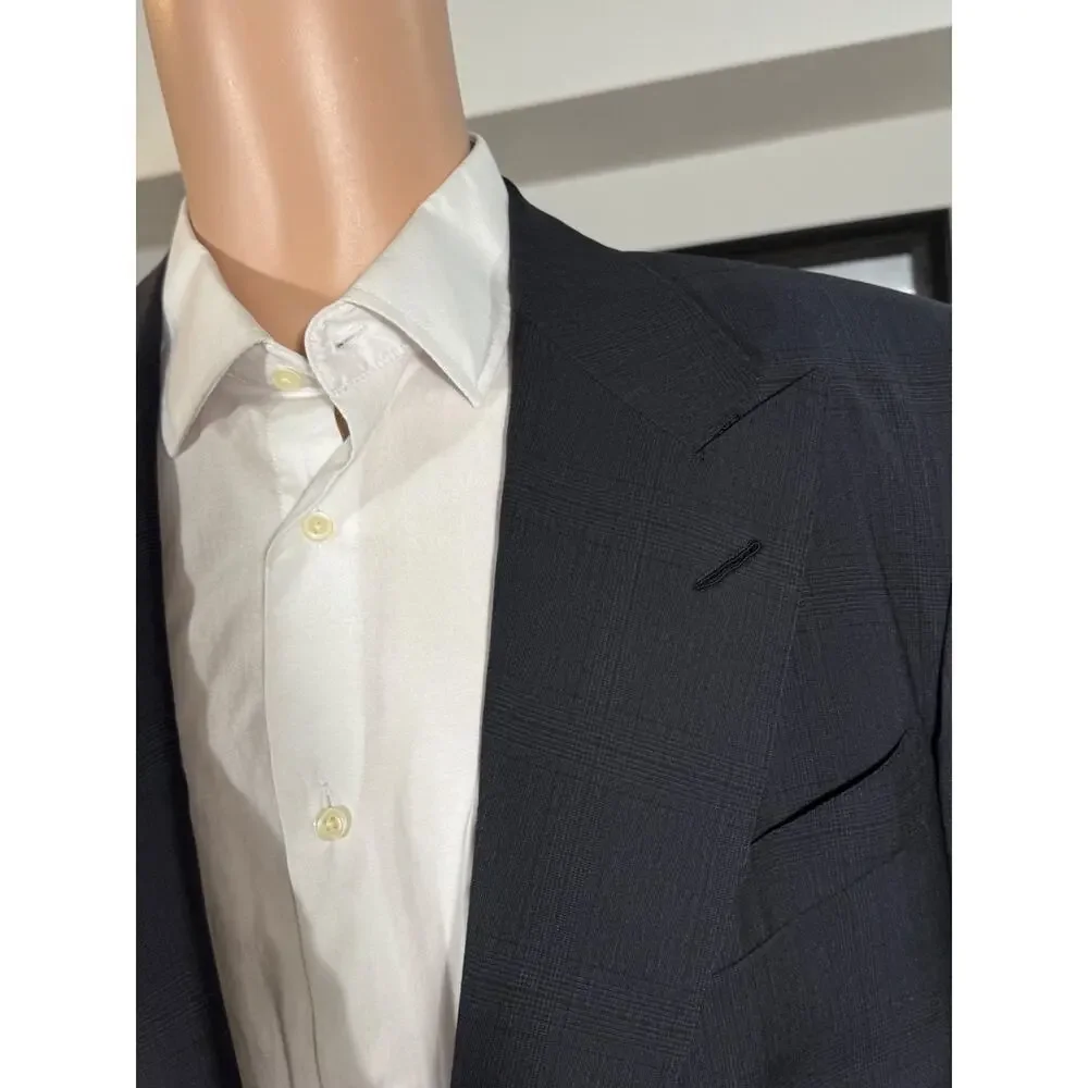Tom Ford Navy Blue Prince of Wales Wool 2Pc Suit Windsor (56R IT) 44R Peak